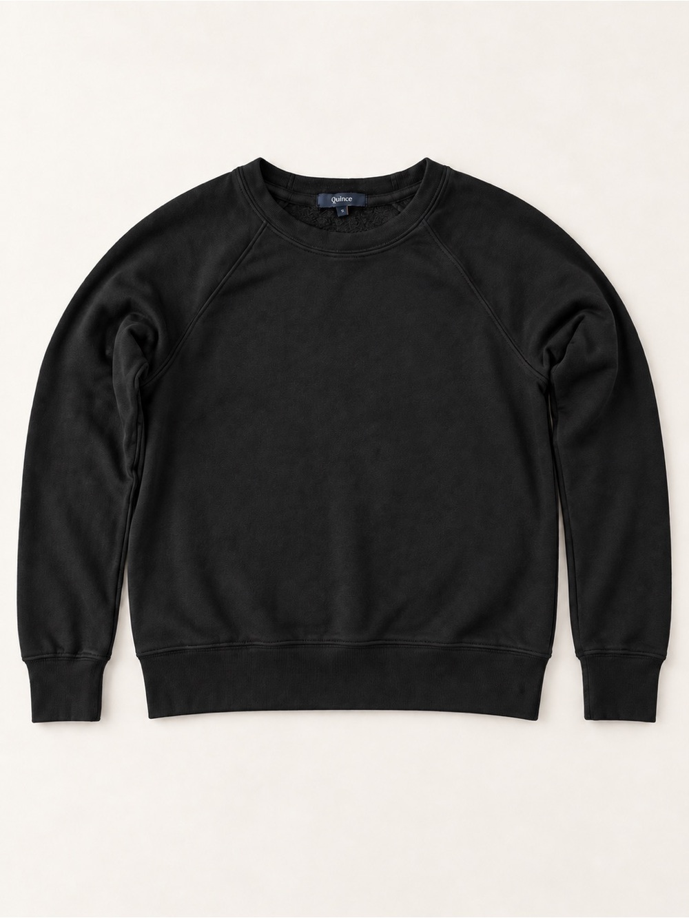 Quince Black Crewneck Raglan Sleeve Sweatshirt Size S